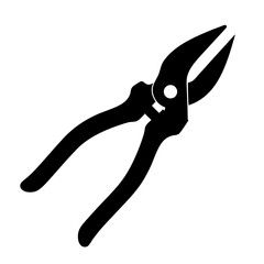 Black Pliers Icon with Handles, A simple black icon of pliers, representing tools, repair, or craftsmanship.
