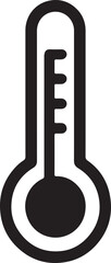 A clean and modern thermometer icon drawn in outline style. Represents temperature, fever, weather, or health monitoring. Ideal for medical websites, weather apps, and educational content.