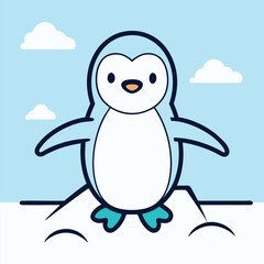 Obraz premium Charming simple line drawing of a baby penguin illustration