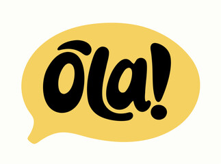 Yellow Speech Bubble with Hola! Text - Spanish Greeting © onTop