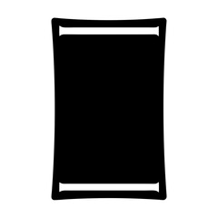 Black Icon of a Snack Bag, A black silhouette of a simple snack bag, ideal for food packaging or snack product-related themes.
