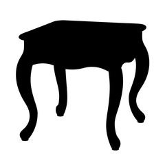 Silhouette of a baroque style table with intricately curved legs and top