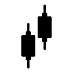 Two stylized black candlestick charts for financial market technical analysis illustration