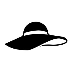Silhouette of a broad brimmed sun hat with a white background