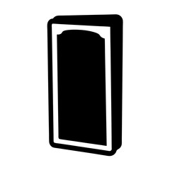 Solid Black playing card silhouette with a curved top and white border