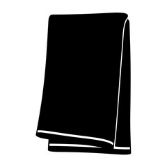 Stylized black and white folded towel or cloth illustration, isolated design