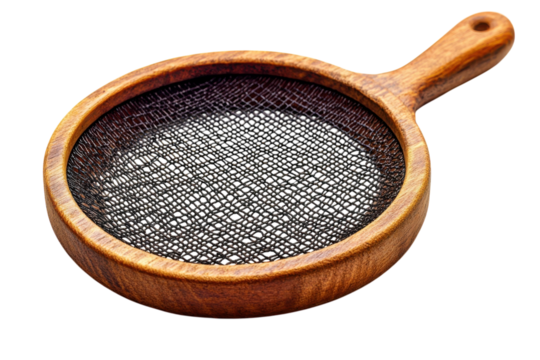 Wooden Strainer Handmade Rustic Kitchen Utensil Traditional Cooking Crafting Tool Texture Black