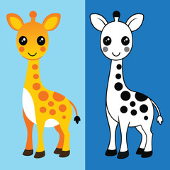 Fototapeta premium Charming baby giraffe illustration with multiple color variations