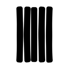 Abstract graphic representation of five thick bars in black on white background