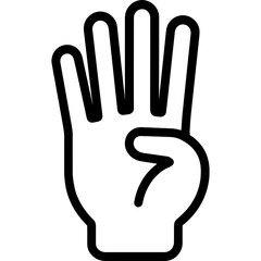 Obraz premium Counting hand showing four fingers outline icon vector