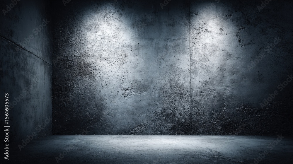 Poster dark empty concrete room with textured walls and concrete floor for background.