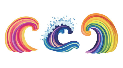 Funky Rainbow Waves Vector Design &ndash; Vibrant Colorful Wave Patterns