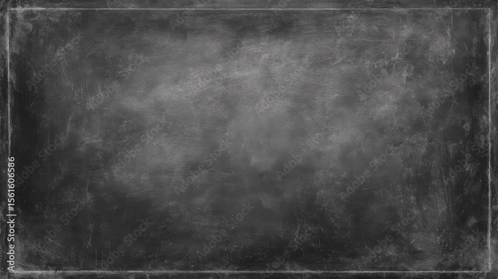 Poster Empty blackboard with chalk border and textured surface in a classroom setting.