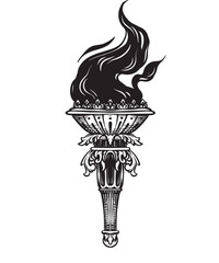 vintage torch fire, hand drawing