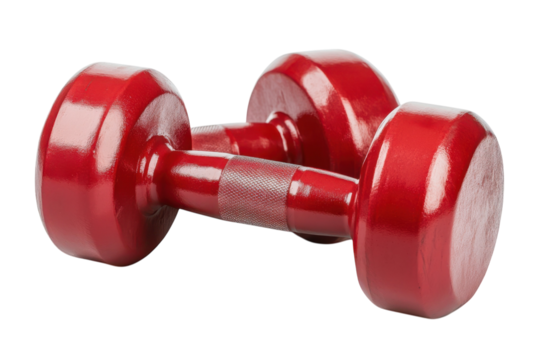 Red Dumbbell Weightlifting Fitness Strength Training Exercise Heavy Gym Equipment Muscle Workout On