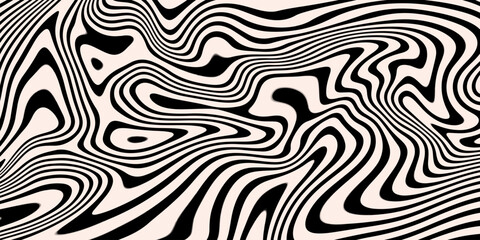 Abstract linear distorted pattern. Retro hippie colorful background with wavy psychedelic texture