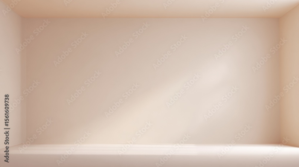 Aufkleber Empty minimalistic room with soft natural light and beige walls with shadows.