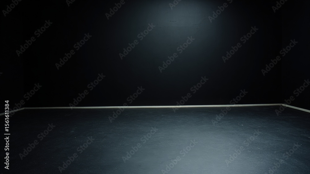 Poster Empty dark room with minimal lighting and blank wall creating a mysterious ambiance.