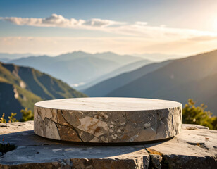 Stone Podium Mountaintop View, Cliffside Serenity