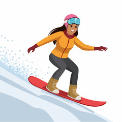 Fototapeta premium person snowboarding down a steep slope with snow spray