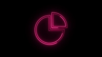 Pie Chart Animation with Glowing Lines on Black Background