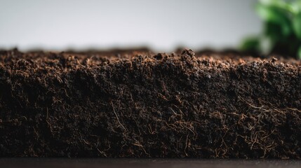 Close-up of rich dark soil with fine texture and organic matter ready for planting.