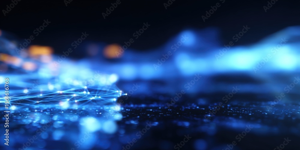 Poster High Tech Digital Network Data Connectivity Concept with Light Effects and Abstract Background.
