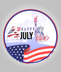 American flag independence day greeting card isolated on white background
