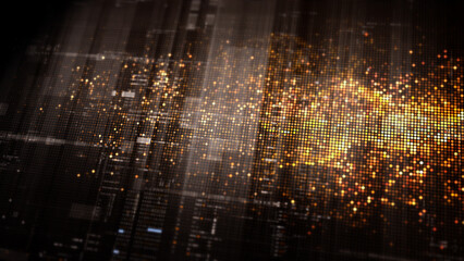 Futuristic digital screen matrix with encrypted data, hi-tech telemetry, and dynamic code patterns....