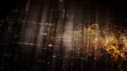 Futuristic digital screen matrix with encrypted data, hi-tech telemetry, and dynamic code patterns....