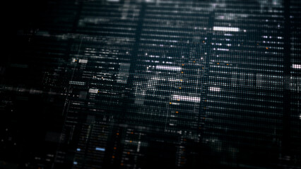 Futuristic digital screen matrix with encrypted data, hi-tech telemetry, and dynamic code patterns....