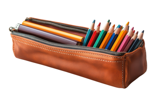Creative Toolkit Leather Pencil Case Bursting with Colourful Pencils Art Design Drawing Tools 100