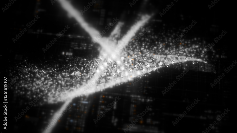 Poster Futuristic digital screen matrix with encrypted data, hi-tech telemetry, and dynamic code patterns. Ideal for desktop displays, sci-fi UI, and cyber tech backgrounds