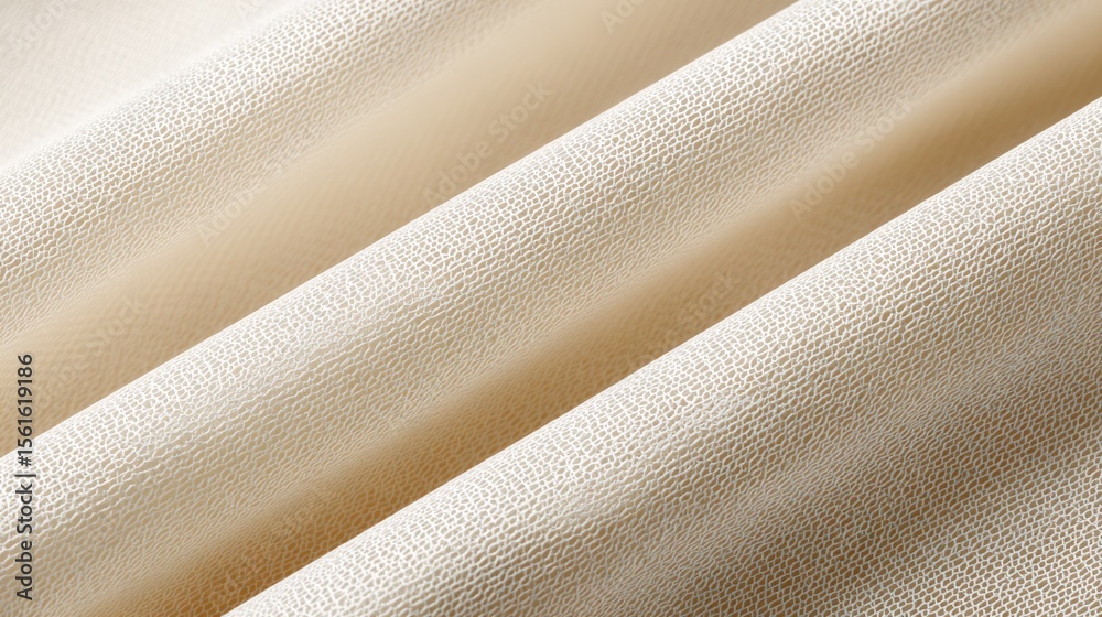 Poster Close up of beige textured fabric with soft folds and detailed weave pattern.
