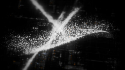 Futuristic digital screen matrix with encrypted data, hi-tech telemetry, and dynamic code patterns....