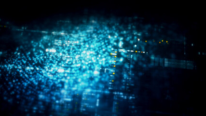 Futuristic digital screen matrix with encrypted data, hi-tech telemetry, and dynamic code patterns....