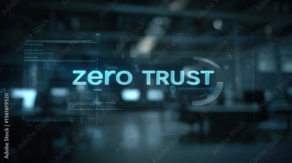 Poster Modern digital background with zero trust security concept and futuristic interface.