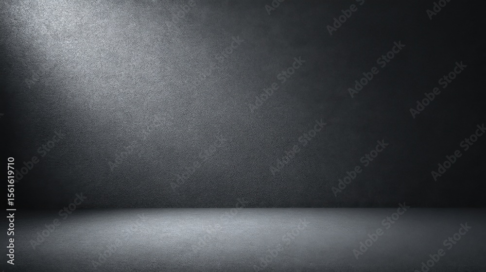 Poster Long exposure shot of a dark textured wall with soft subtle gradient lighting effect.