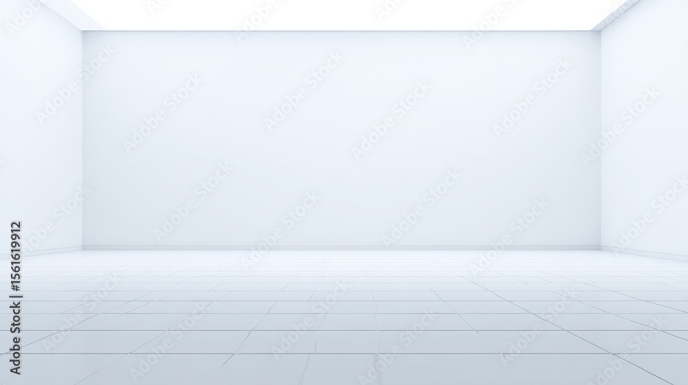 Poster bright empty white room with minimalist design and smooth walls.