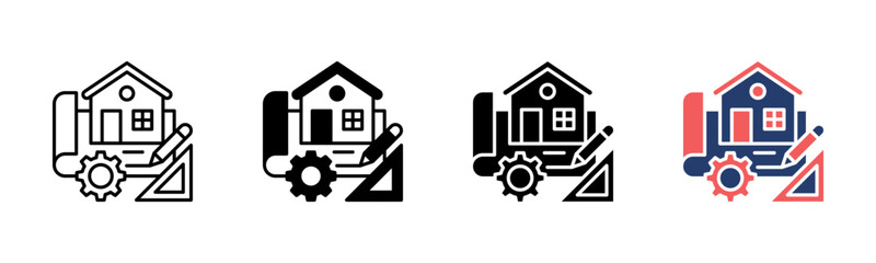 Blueprint Architecture icon sheet multiple style collection