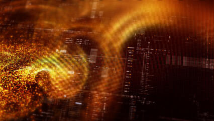 Futuristic digital screen matrix with encrypted data, hi-tech telemetry, and dynamic code patterns....