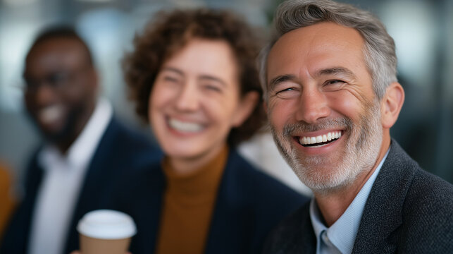Teamwork and Laughter During Office Lunch Break with Colleagues
