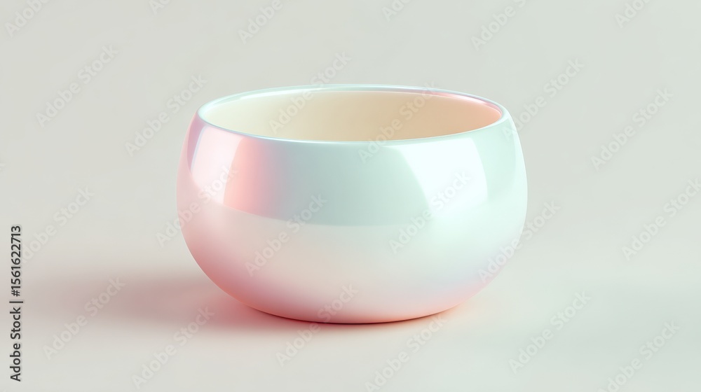 Poster elegant pastel ceramic bowl with smooth glossy surface and rounded shape.