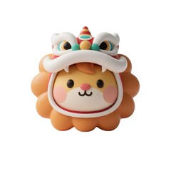 Cute Lion Dance Ornament: An adorable and stylized lion dance figurine, perfect for Lunar New Year celebrations. This charming ornament features a cute lion with a festive lion dance costume.