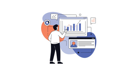 Illustrating the process of data analysis and business growth through informative charts and graphs presentation