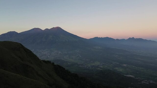 drone view mountains in the morning