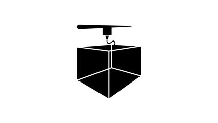 3d printer symbol, black isolated silhouette