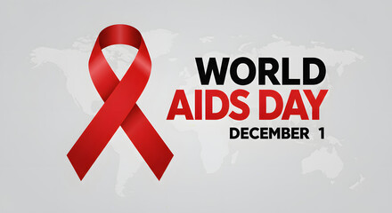 World AIDS Day Red Ribbon Awareness Poster with December 1 Date