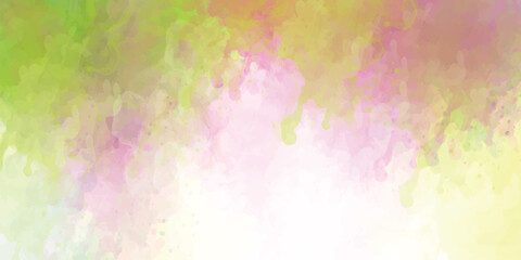 Obraz premium Watercolor abstract isolated background green and yellow colors Colorful watercolor background with painted sunset sky colors of pink blue purple green and yellow, abstract beautiful 