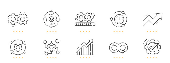 Progress, workflow, process line icons. Editable stroke